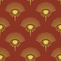 Seamless pattern with golden style all-seeing eye print. Aesthetic esoteric bohemian artwork vector