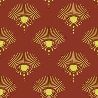 Seamless pattern with golden style all-seeing eye print. Aesthetic esoteric bohemian artwork vector