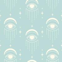 Seamless pattern with esoteric elements - mystical eyes. vector
