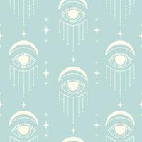 Seamless pattern with esoteric elements - mystical eyes. vector