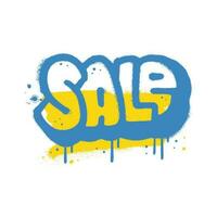 Lettering word SALE urban graffiti 90s-00s style. Inscription sale on spray paint blobs with smudges. Grunge trendy vector illustration isolated on white background.