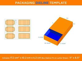 Sliding box, Match Box, Dieline Template, 17.2 x 10.2 x 4.2 cm, vector