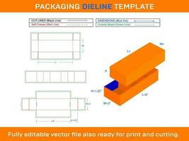 Chocolate Box With Clear Lid Insert Dieline Template vector