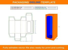 Gift Box With Window Dieline Template, SVG, EPS, PDF, Ai, PNG, JPEG vector