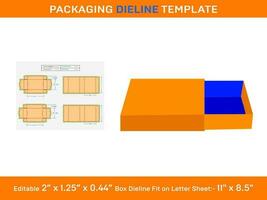 Large match box, Dieline Template, 2 x 1.25 x 0.44 inch, vector