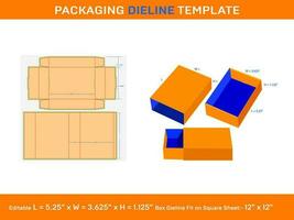 Drawer box, Slide Box, Dieline Template, 5.25 x 3.625 x 1.125 inch, vector