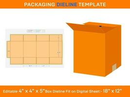 Regular Slotted Container Carton Box 4x4x5 inch Dieline Template vector