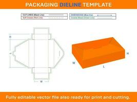 Rectangle Box, Storage Box, Packaging Box, Dieline Template vector