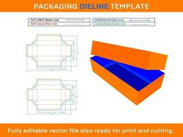 rectángulo caja con tapa dieline modelo vector