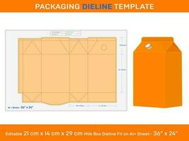 Pure Milk Carton Box, Dieline Template, 21x14x29 cm, vector
