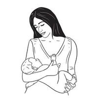 madre sostiene un recién nacido niño en su brazos.vector ilustración vector