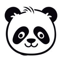 Panda tête silhouette - génératif ai png