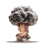 nuclear atomic explosions mushroom cloud isolated on transparent background ,generative ai png