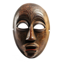 traditionell trä- stam- mask isolerat på transparent bakgrund ,generativ ai png