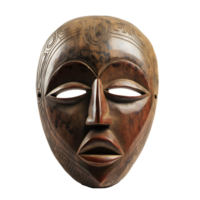 traditional wooden tribal mask isolated on transparent background ,generative ai png