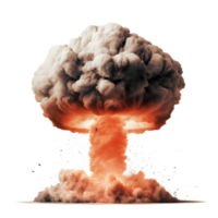 nuclear atomic explosions mushroom cloud isolated on transparent background ,generative ai png