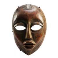 traditional wooden tribal mask isolated on transparent background ,generative ai png