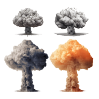 nuclear atomic explosions mushroom cloud isolated on transparent background ,generative ai png