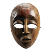 traditional wooden tribal mask isolated on transparent background , png