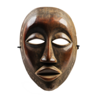 traditional wooden tribal mask isolated on transparent background , png