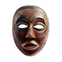 traditional wooden tribal mask isolated on transparent background ,generative ai png