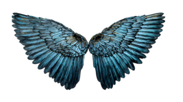 blue angel wings ornament isolated on transparent background ,generative ai png