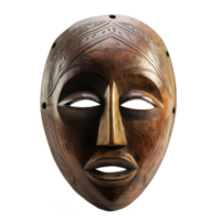 traditional wooden tribal mask isolated on transparent background , png