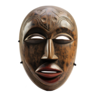 traditional wooden tribal mask isolated on transparent background , png