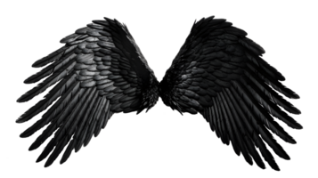 black angel wings ornament isolated on a transparent background ,generative ai png