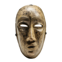 traditional wooden tribal mask isolated on transparent background , png
