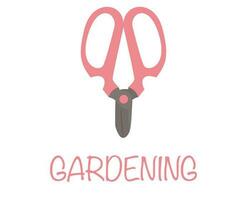 jardinería tijeras con eslogan en rosado color. vector