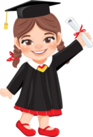 Girl holding diploma in academic gown for graduation day, Happy girl cartoon character for graduation day card template png