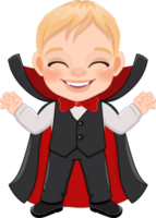 Little dracula with black suit, Halloween party with cute vampire cartoon character png