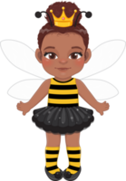 American African girl in a bee costume. Flat icon style png