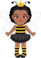 American African girl in a bee costume. Flat icon style png