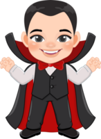 poco dracula con nero completo da uomo, Halloween festa con carino vampiro cartone animato personaggio png