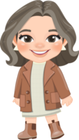 Cute girl in autumn season outfit cartoon png