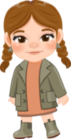 Cute girl in autumn season outfit cartoon png