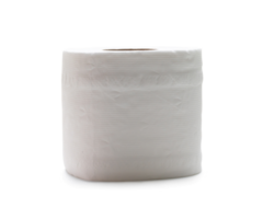 Single roll of white tissue paper or napkin prepared for use in toilet or restroom isolated with clipping path. and shadow in png file format