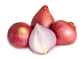 Fresh red onions with half isolated with clipping path. and shadow in png file format