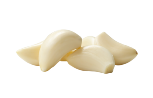 Peeled garlic cloves in stack isolated with clipping path in png file format