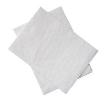 Top view of two folded pieces of white tissue paper or napkin in stack isolated with clipping path. in png file format