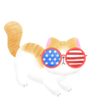 Happy 4th of July cute cat watercolor Illustration element png