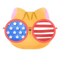 Happy 4th of July cute cat watercolor Illustration element png