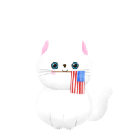 Happy 4th of July cute cat watercolor Illustration png