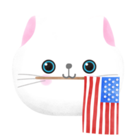 Happy 4th of July cute cat watercolor Illustration element png