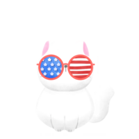 Happy 4th of July cute cat watercolor Illustration png