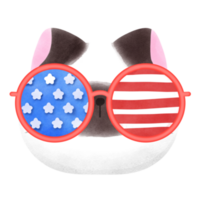 Happy 4th of July cute cat watercolor Illustration png