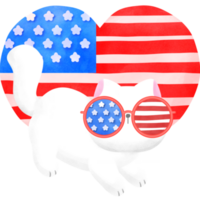 Happy 4th of July cute cat watercolor Illustration element png