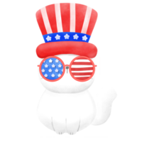 Happy 4th of July cute cat watercolor Illustration element png